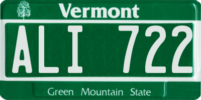 VT license plate ALI722