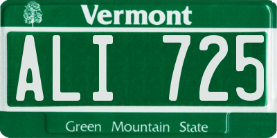 VT license plate ALI725
