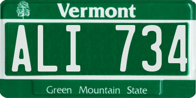 VT license plate ALI734