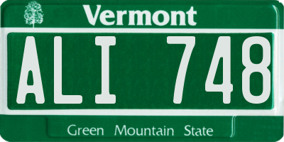 VT license plate ALI748