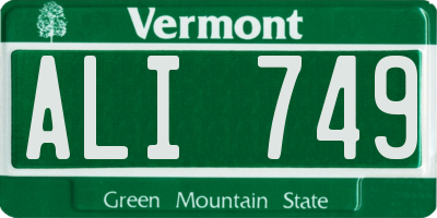 VT license plate ALI749