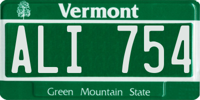 VT license plate ALI754