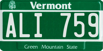 VT license plate ALI759