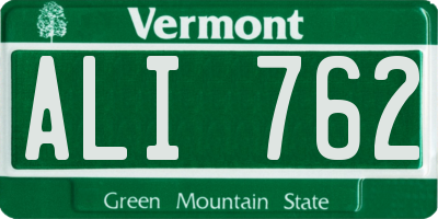 VT license plate ALI762