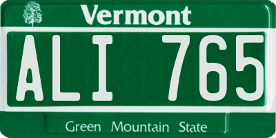 VT license plate ALI765