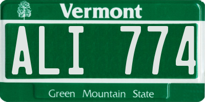 VT license plate ALI774