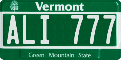 VT license plate ALI777