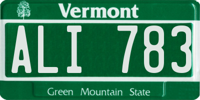 VT license plate ALI783