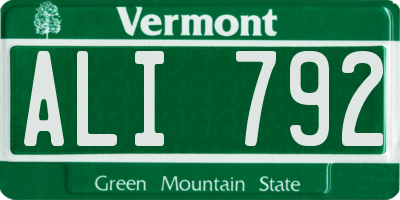 VT license plate ALI792