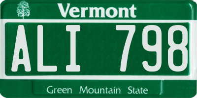 VT license plate ALI798