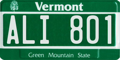 VT license plate ALI801