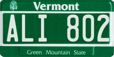VT license plate ALI802