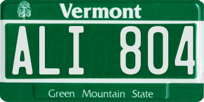 VT license plate ALI804