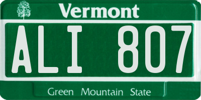 VT license plate ALI807