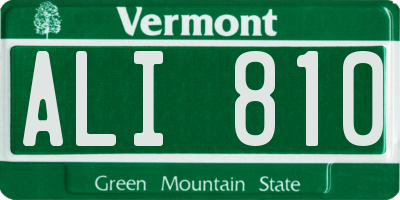 VT license plate ALI810