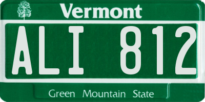 VT license plate ALI812