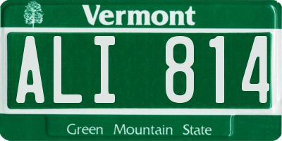 VT license plate ALI814