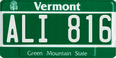 VT license plate ALI816