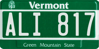 VT license plate ALI817