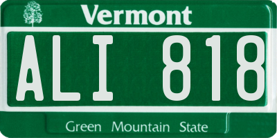 VT license plate ALI818