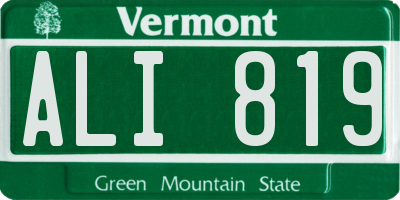 VT license plate ALI819