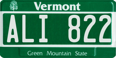 VT license plate ALI822