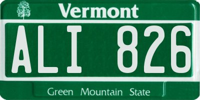 VT license plate ALI826