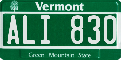 VT license plate ALI830