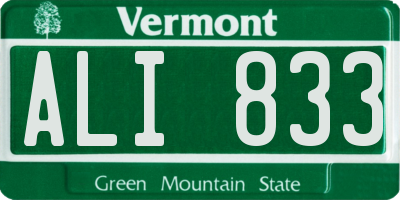 VT license plate ALI833