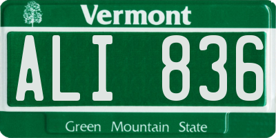 VT license plate ALI836