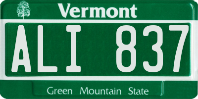 VT license plate ALI837