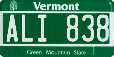 VT license plate ALI838
