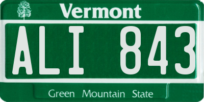 VT license plate ALI843