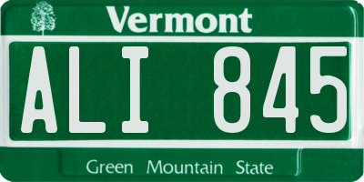 VT license plate ALI845