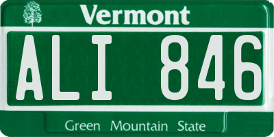 VT license plate ALI846