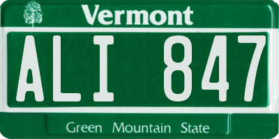 VT license plate ALI847