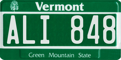 VT license plate ALI848