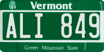 VT license plate ALI849