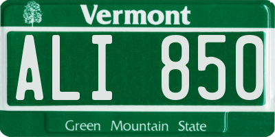 VT license plate ALI850