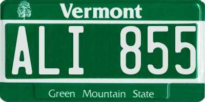 VT license plate ALI855