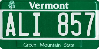 VT license plate ALI857