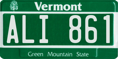 VT license plate ALI861