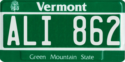 VT license plate ALI862