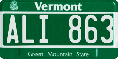 VT license plate ALI863