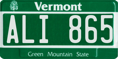 VT license plate ALI865