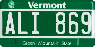 VT license plate ALI869
