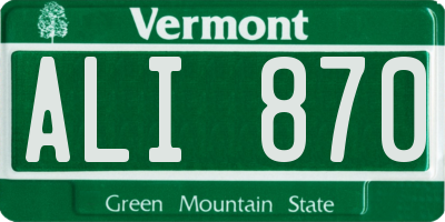 VT license plate ALI870