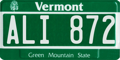VT license plate ALI872