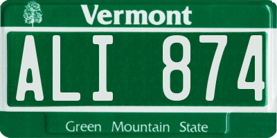 VT license plate ALI874