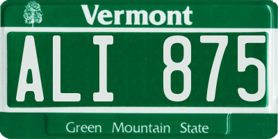 VT license plate ALI875